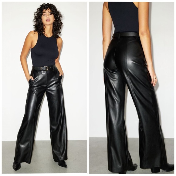 π Dynamite Wide Leg Faux Leather Black 6 NWT - Picture 2 of 16